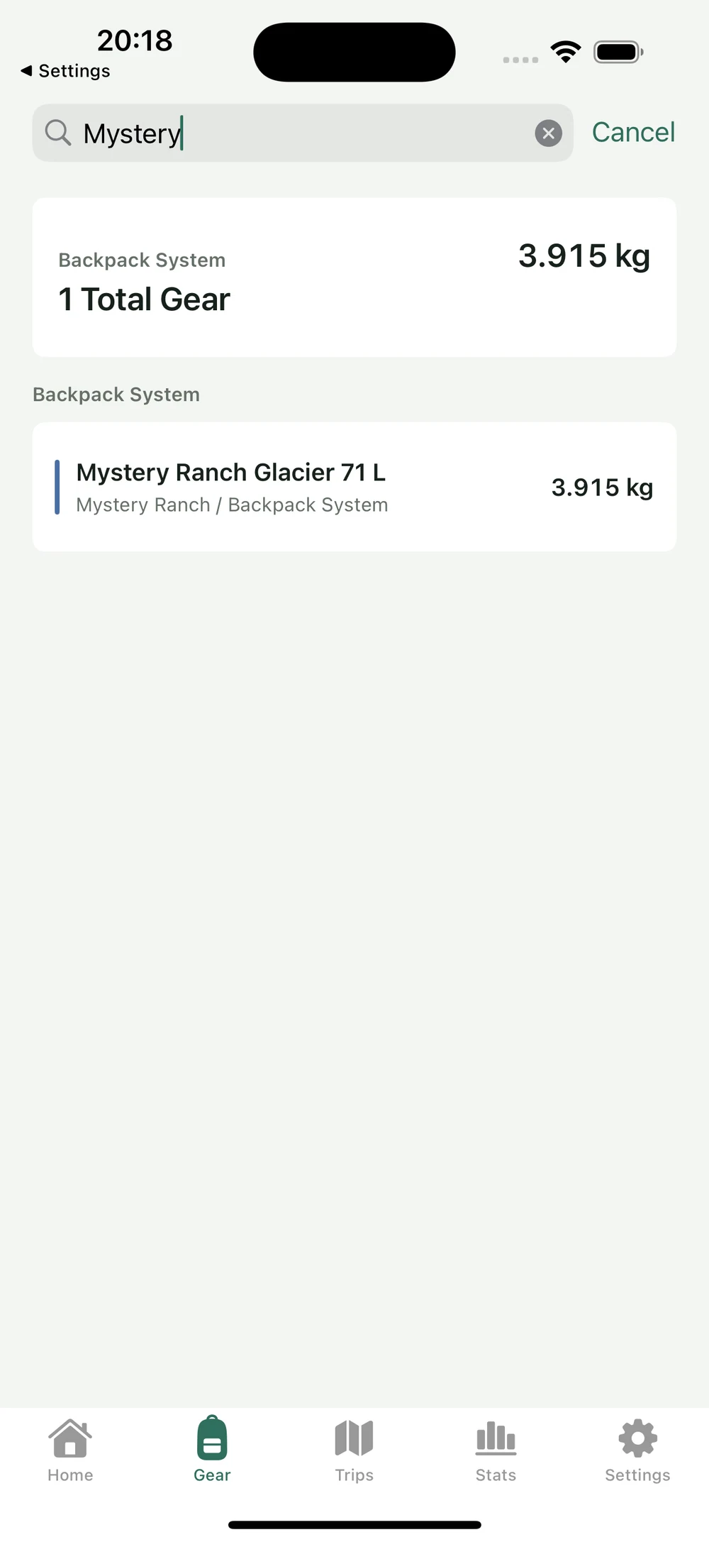 HikerKit 2.0 English interface — Name search: Mystery