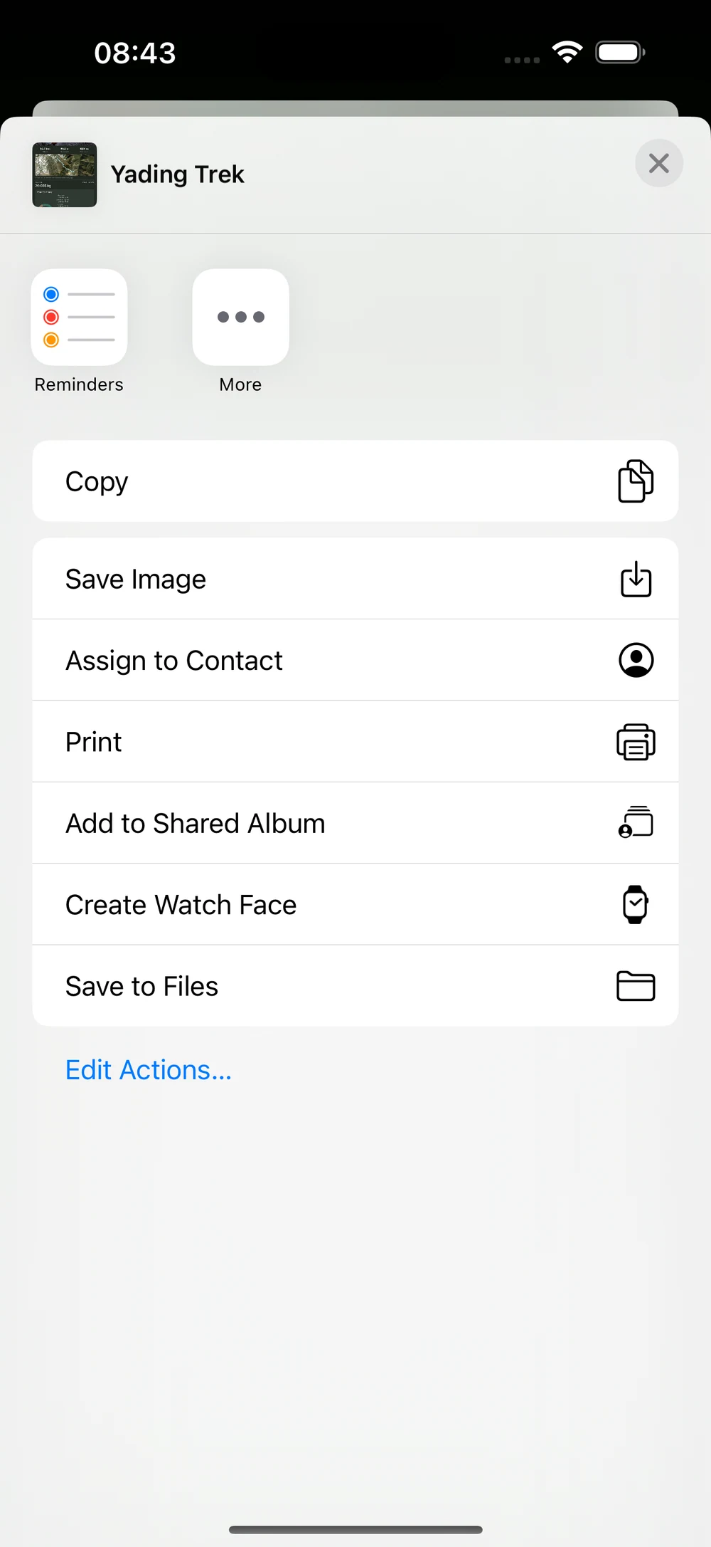 HikerKit 2.0 English interface — Satellite memory card: system share sheet